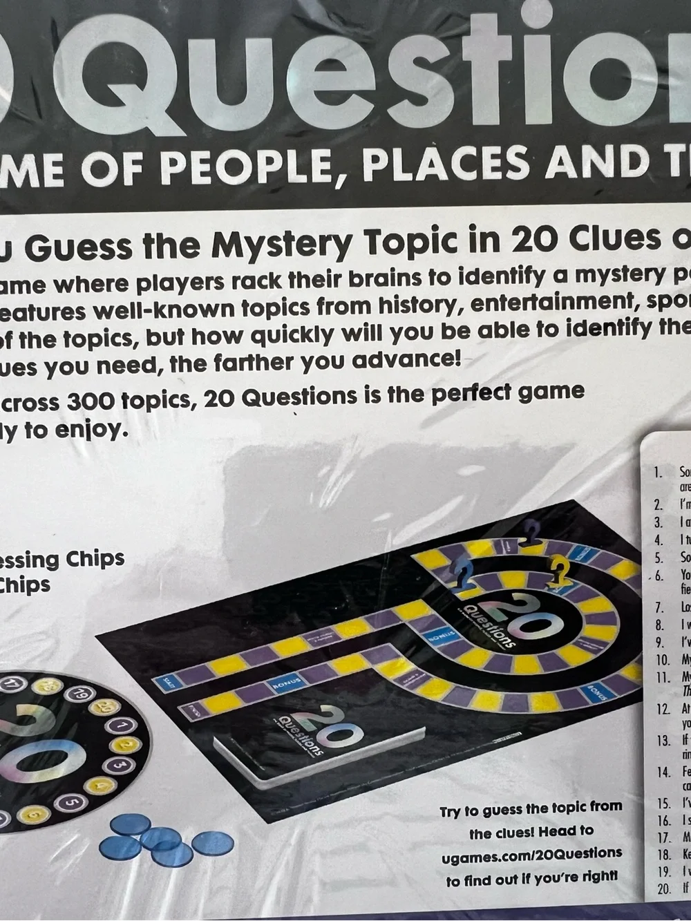 UNIVERSITY GAMES. “20 QUESTIONS” THE GAME OF PEOPLE, PLACES & THINGS